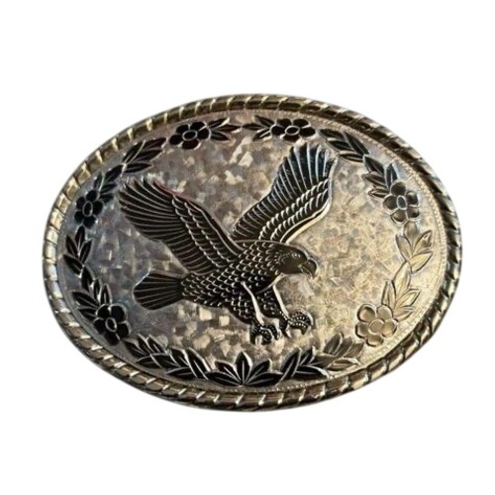 Western Eagle Belt Buckle Silver Tone Vintage Farmhouse Cowboy Large‎